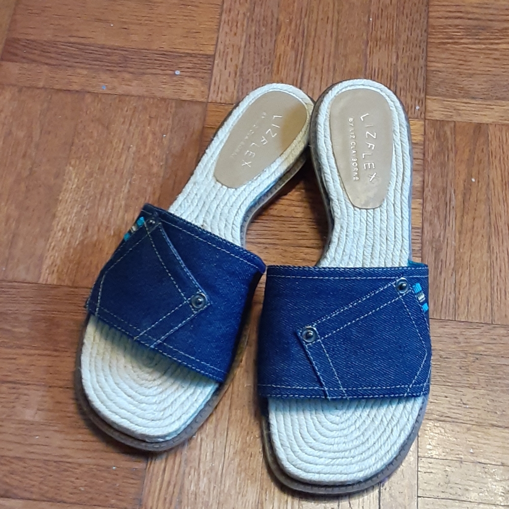 New in Box Liz Flex 9M Oceania denim slide sandals